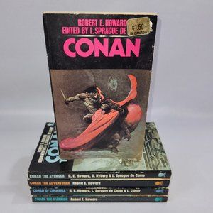 Robert E Howard Conan the Barbarian 1970s Vintage 5 Book Lot Sphere Paperback